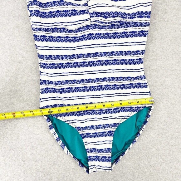 Popina Sadie One Piece Swimsuit Size Large Blue Danube Retro Stripe Blue Tank - Picture 4 of 11